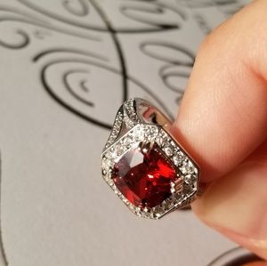 Red Platinum Plated Ring Size 6